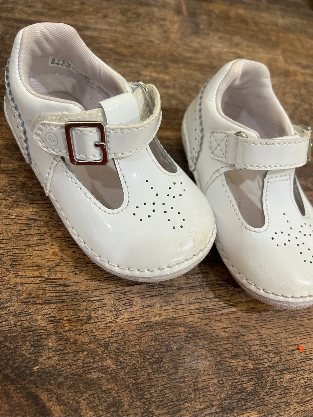 Stride Rite White Patent T-Strap Mary Jane Shoes